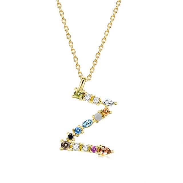 26 Colliers Alphabet Opale Zirconium Argent sterling 925