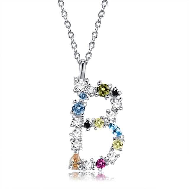 26 Colliers Alphabet Opale Zirconium Argent sterling 925