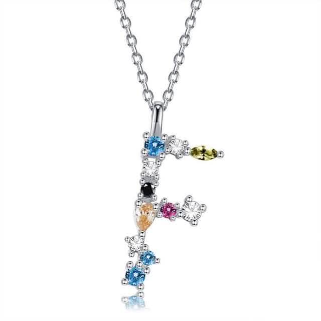 26 Colliers Alphabet Opale Zirconium Argent sterling 925