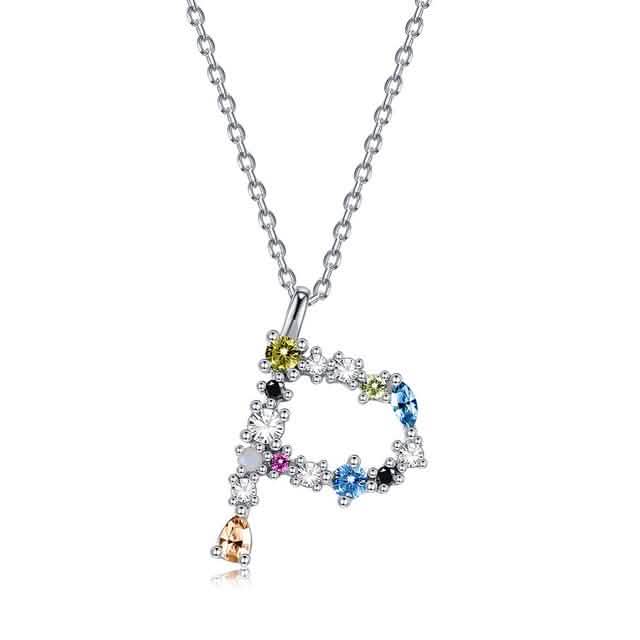 26 Colliers Alphabet Opale Zirconium Argent sterling 925