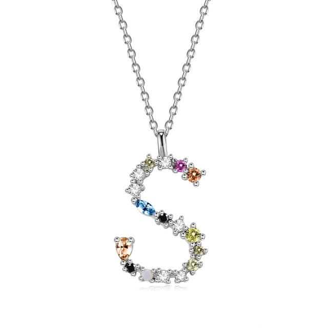 26 Colliers Alphabet Opale Zirconium Argent sterling 925