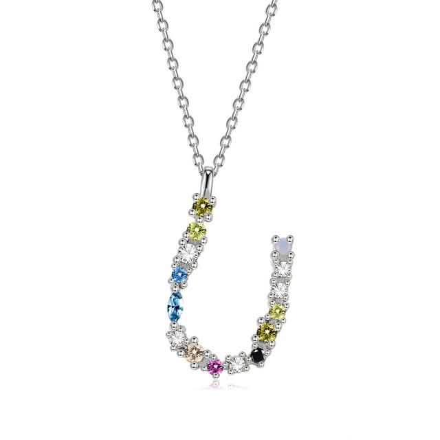 26 Colliers Alphabet Opale Zirconium Argent sterling 925
