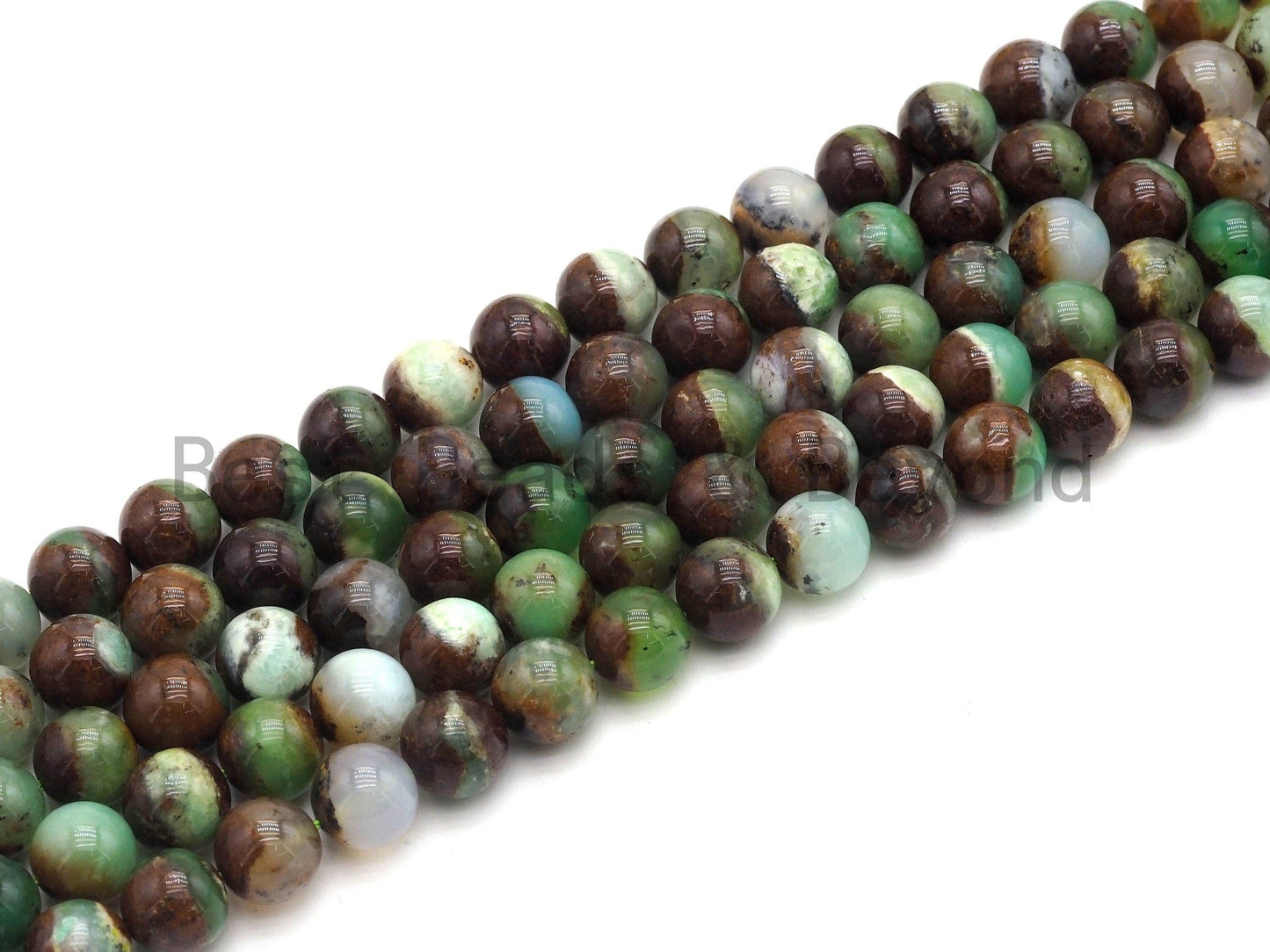 High Quality Chrysoprase  Round Smooth Beads, 8mm/10mm/12mm Beads,Green Brown Gemstone Beads, 15.5'' Full Strand, SKU#U434