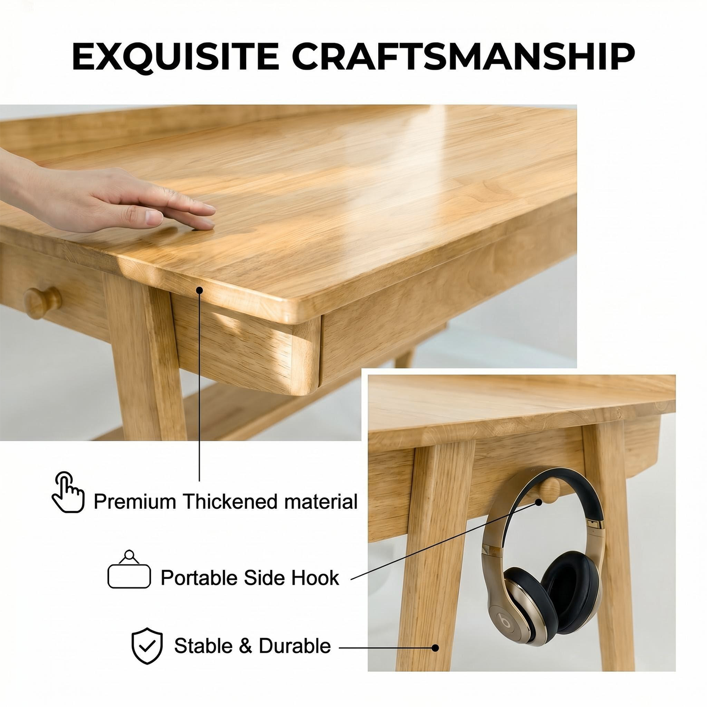 Solid Wood Writing Desk for Home Office