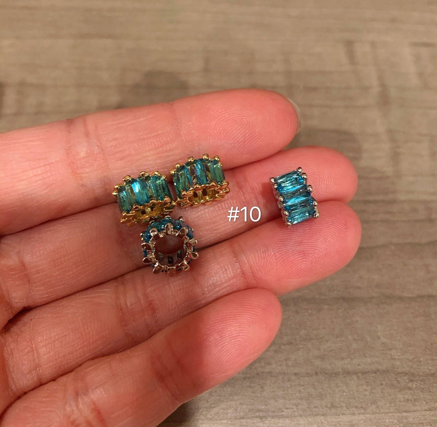 6x10mm CZ Micro Pave Big Hole Tube Beads, European Large Hole Beads, sku#G271