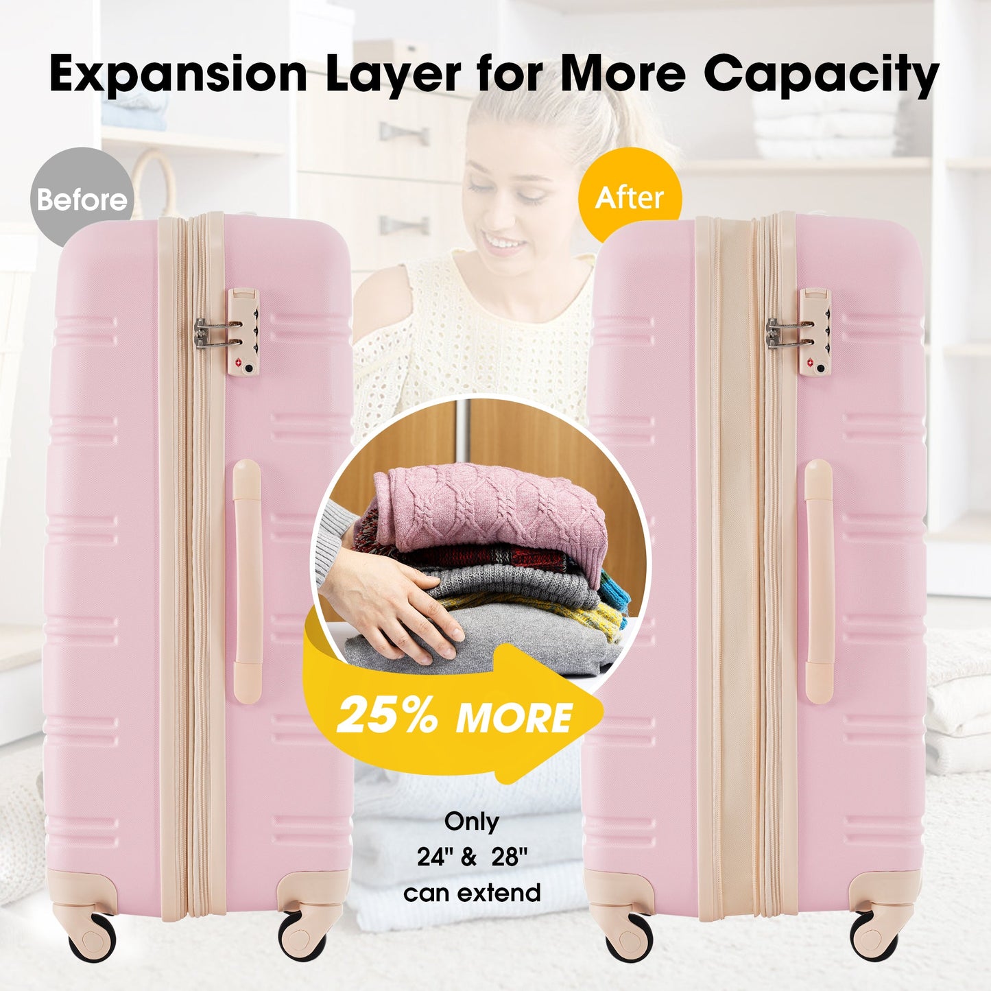 Hardshell Luggage Sets 2Pcs + Bag Spinner Suitcase