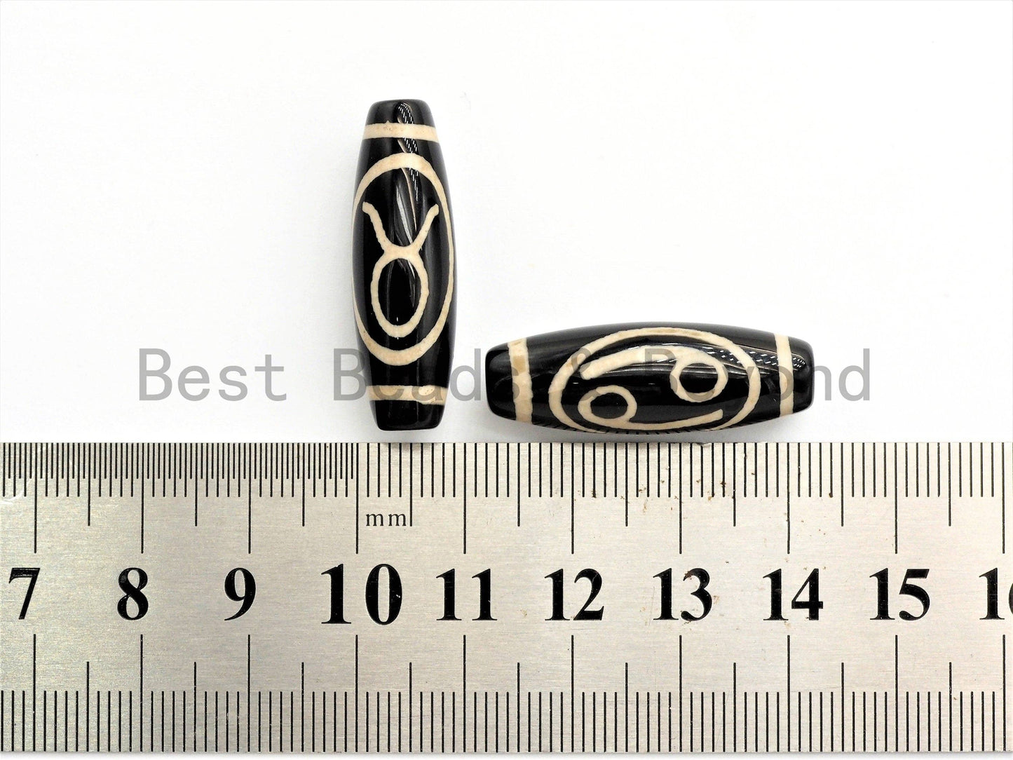 Zodiac Barrel Agate Beads, Zodiac Jewelry,  Astrology Jewelry, Zodiac Sign Black Onyx Beads, Birthday gift,10x30mm,sku#U381