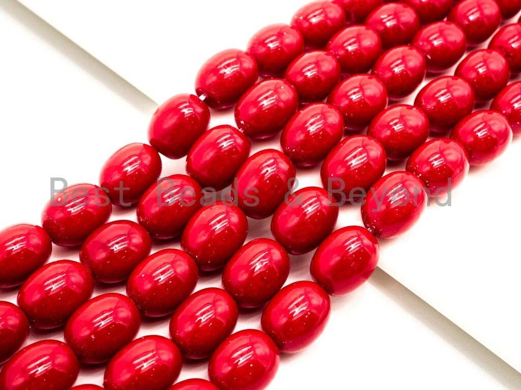 Red Natural Mother of Pearl beads,10x13mm Pearl Oval beads, Loose Oval Smooth Pearl Shell Beads, 16inch strand, SKU#T90