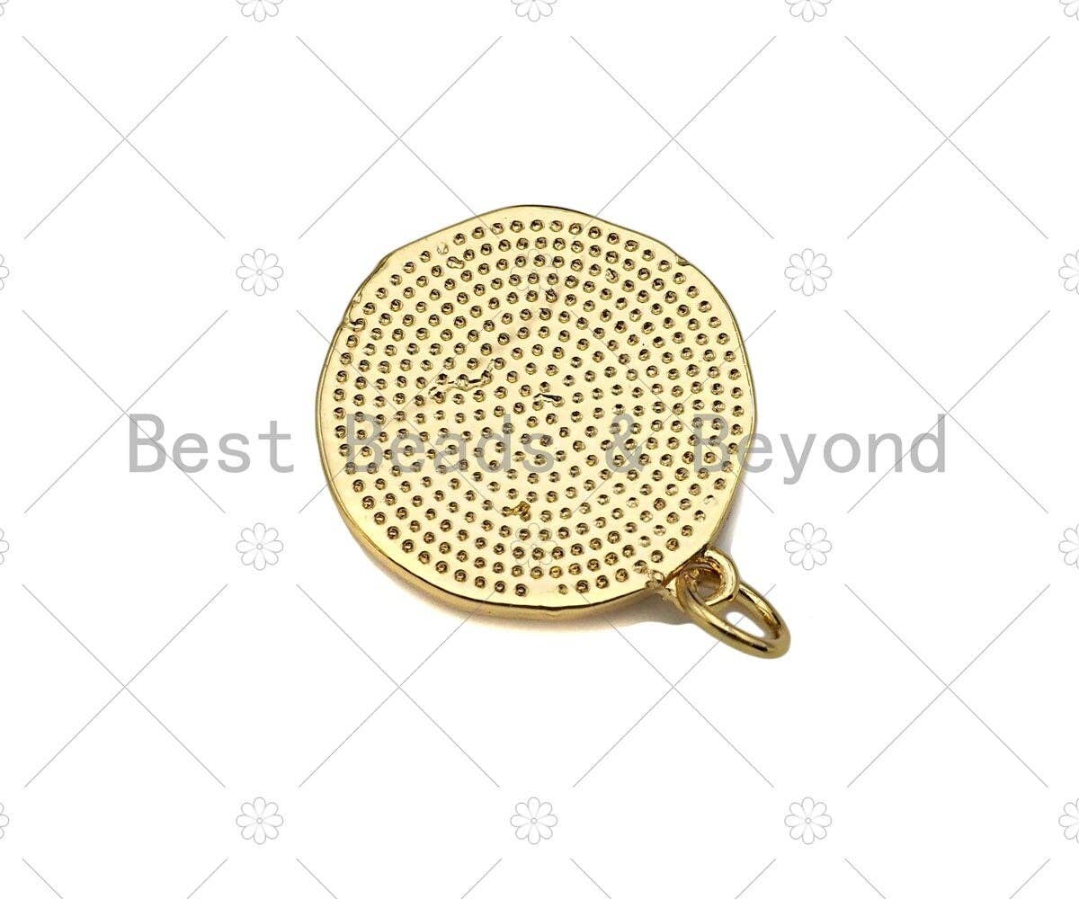 Dainty Gold Flower On Round Coin Shape Pendant/Charm,Gold Medallion Charm, Necklace Bracelet Charm Pendant,19x20mm, Sku#Z1275