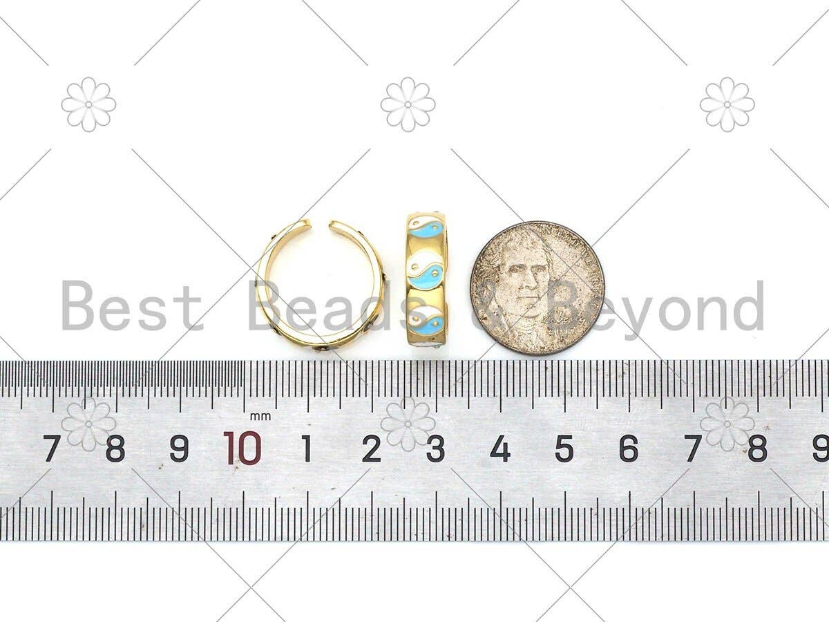 Colorful Enamel Yinyang On Round Adjustable Ring, Sku#FH177