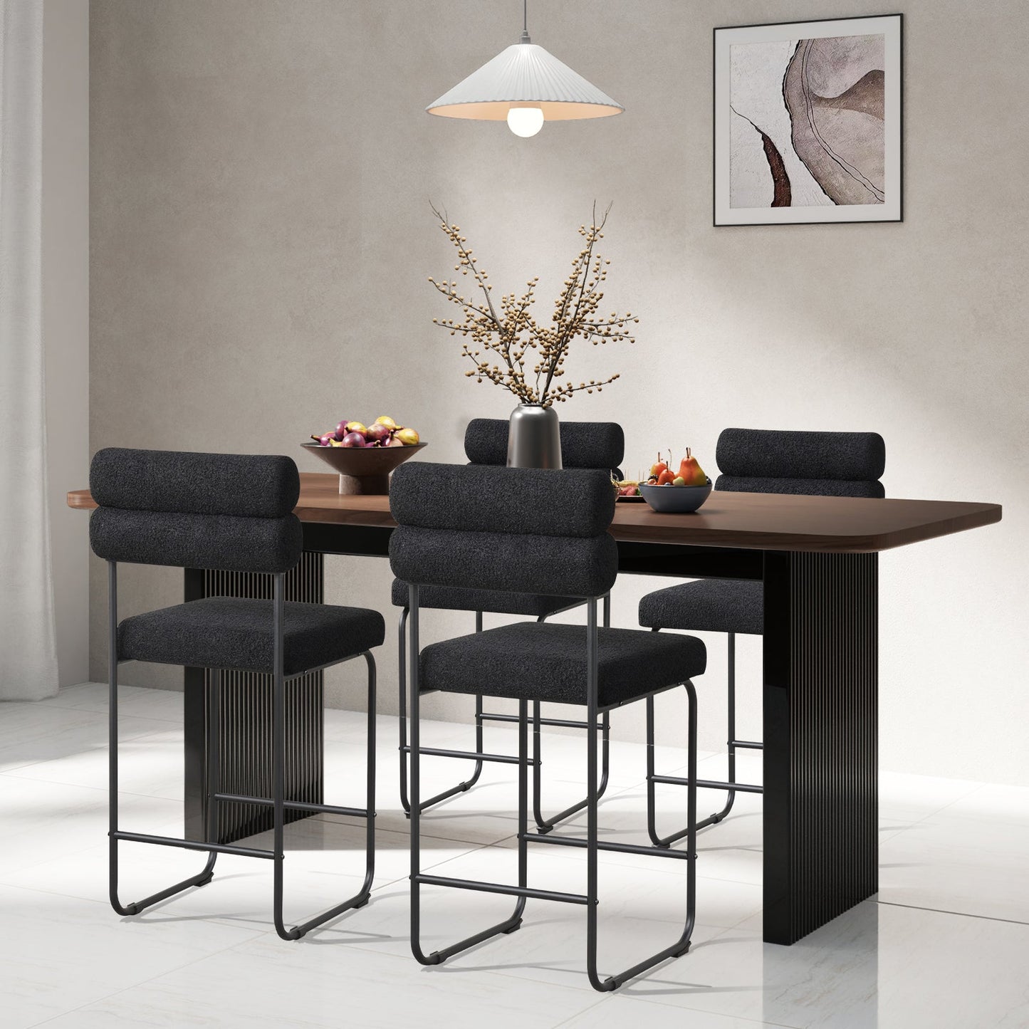 26 Inch Counter Height Bar Stools Set of 2 with Metal Frame and Footrest