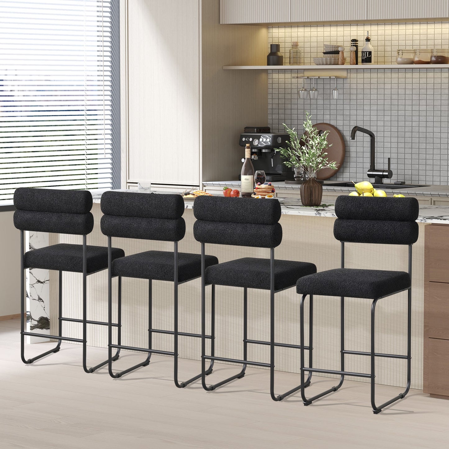 26 Inch Counter Height Bar Stools Set of 2 with Metal Frame and Footrest