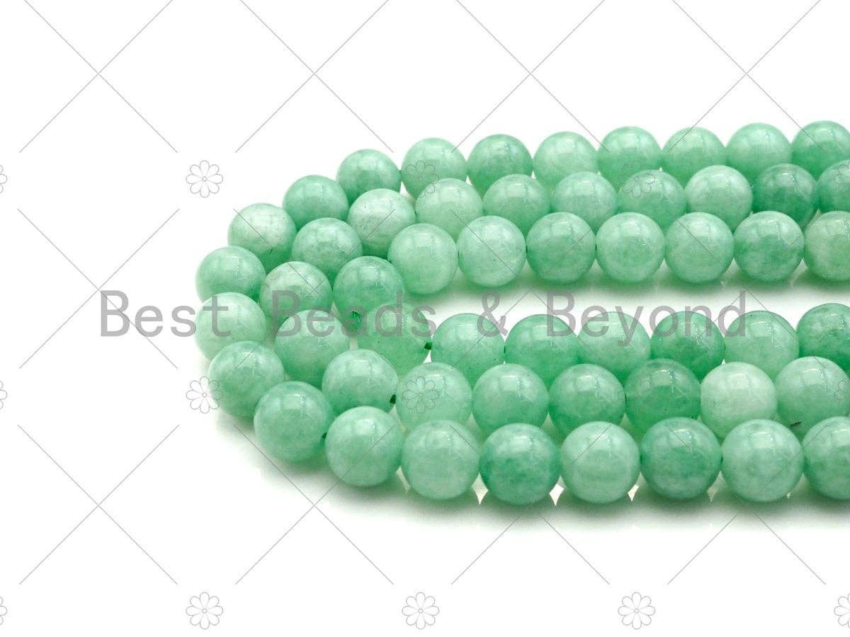 Natrual Emerald/Angelite Jade, 6mm/8mm/10mm Round Smooth Jade, Dyed Jade, 15.5'' Full Strand, Sku#U1000c