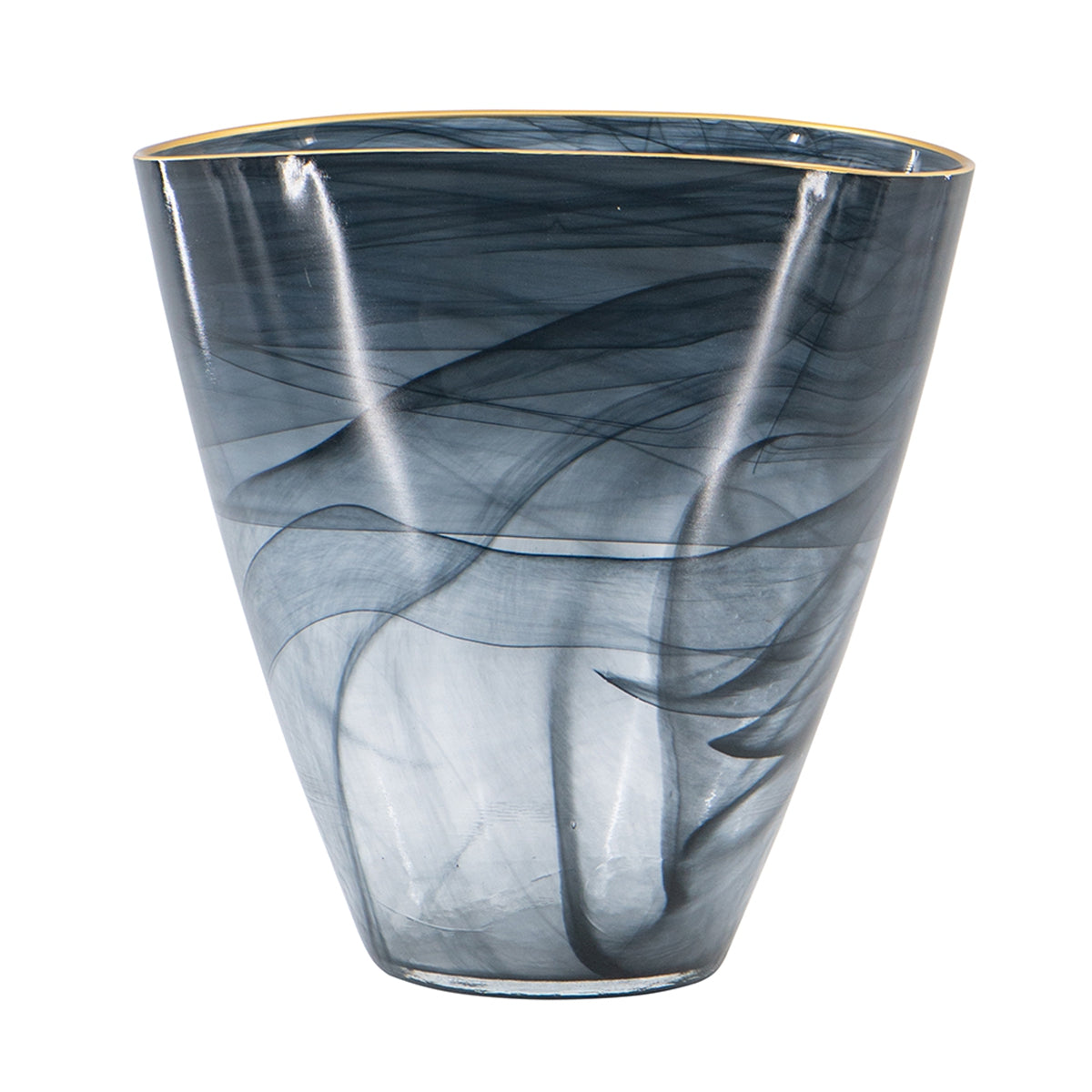 Smokey Black Gold Rimmed Glass Vase