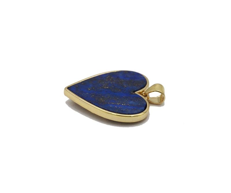 Gold CZ Enamel Evil Eye On Gemstone Heart Charm, Sku#LX102