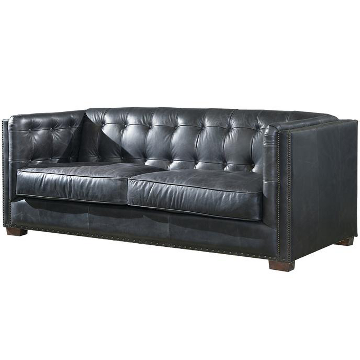 Tuxedo Leather Sofa - Slate
