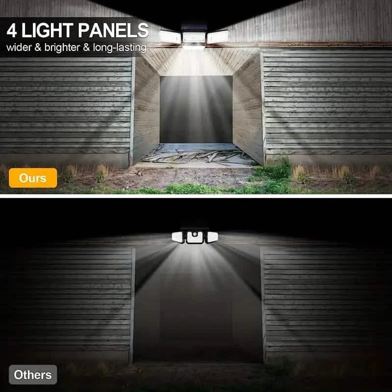 270 LEDs Solar Wall Light With Motion Sensor - 4 Head Lamp, 3 Lighting Modes Wide Angle Security Wireless Flood Light