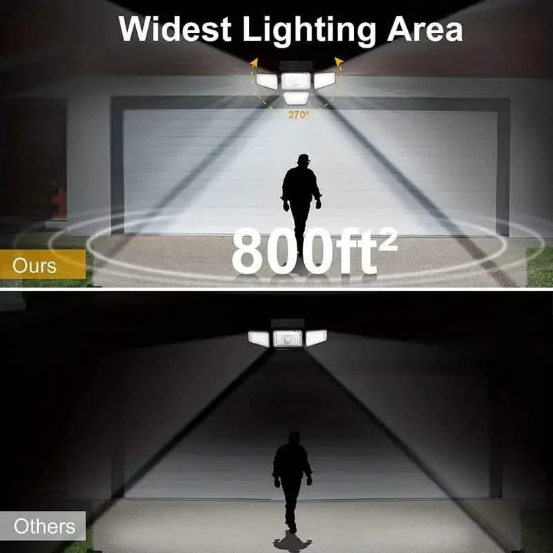 270 LEDs Solar Wall Light With Motion Sensor - 4 Head Lamp, 3 Lighting Modes Wide Angle Security Wireless Flood Light