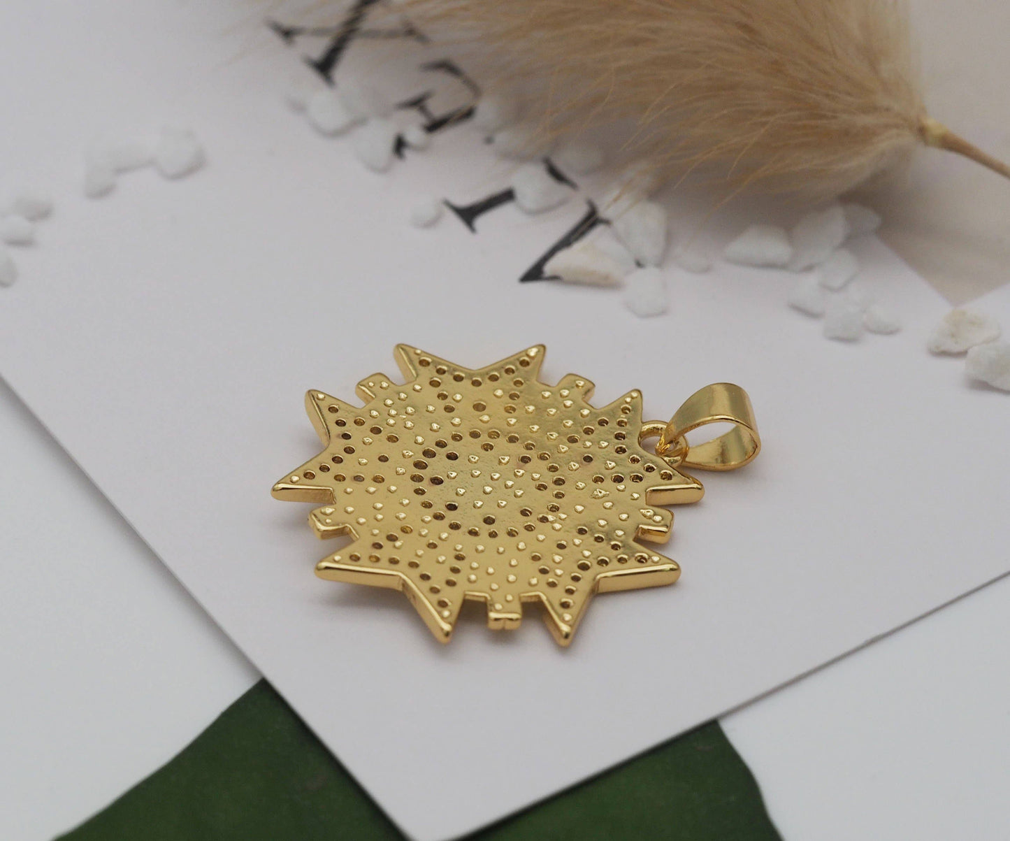 CZ Sunflower Charm, Sku#LK624