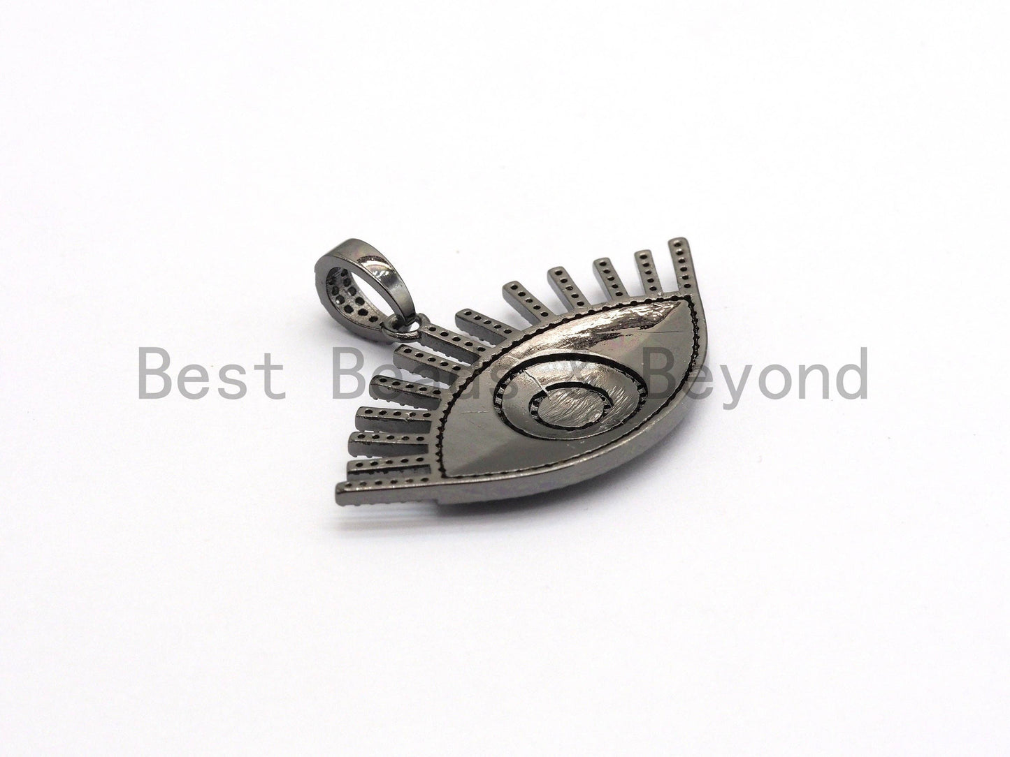 Enamel Colored Long eyelash Evil Eye Pendant/Focal,Blue/Red/Black/, CZ Micro Pave Oil Drop Eye pendant,Enamel Jewelry,26x41mm,,sku#F603