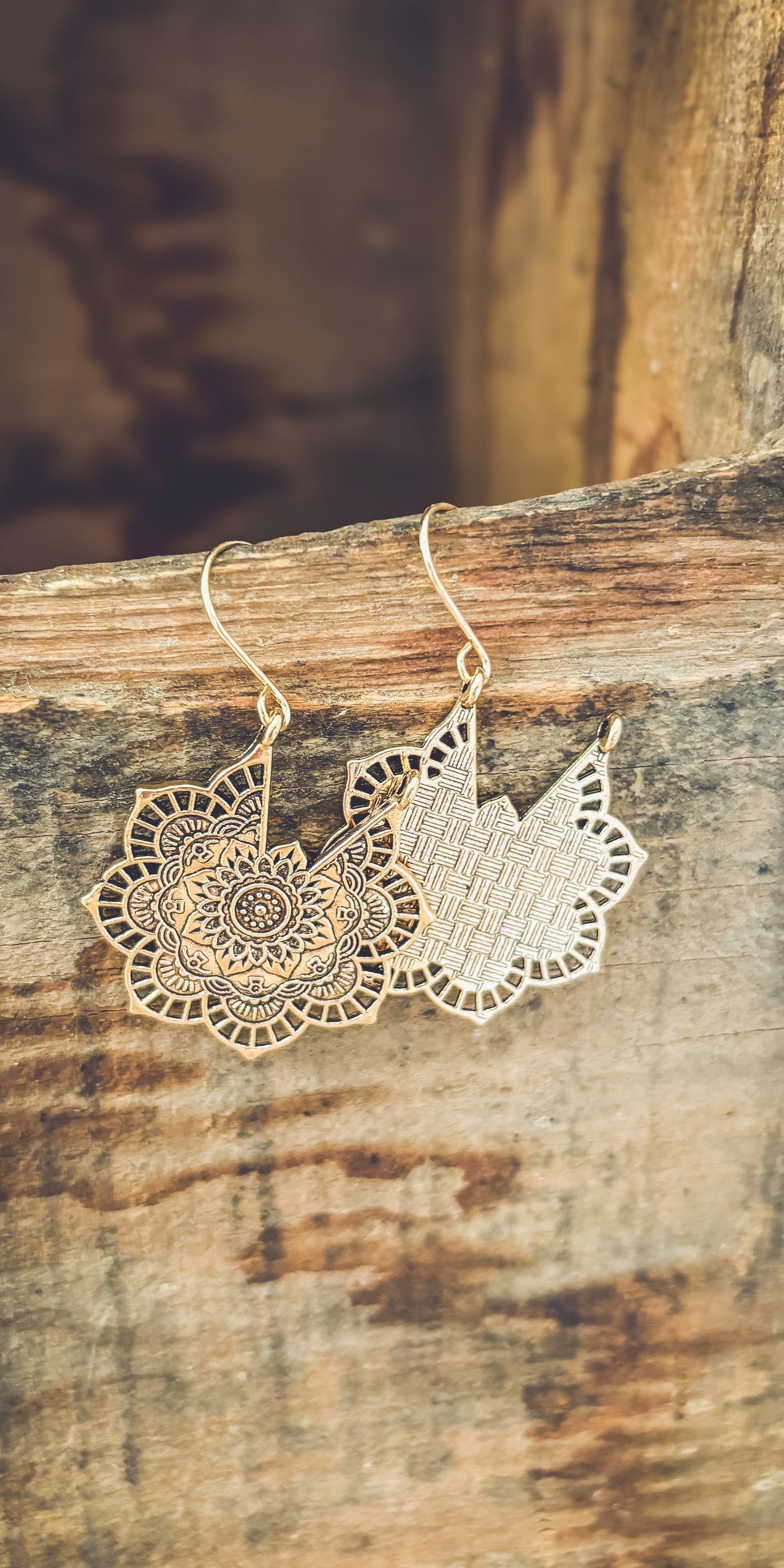 Beautiful Gold or Silver Mandala Earrings