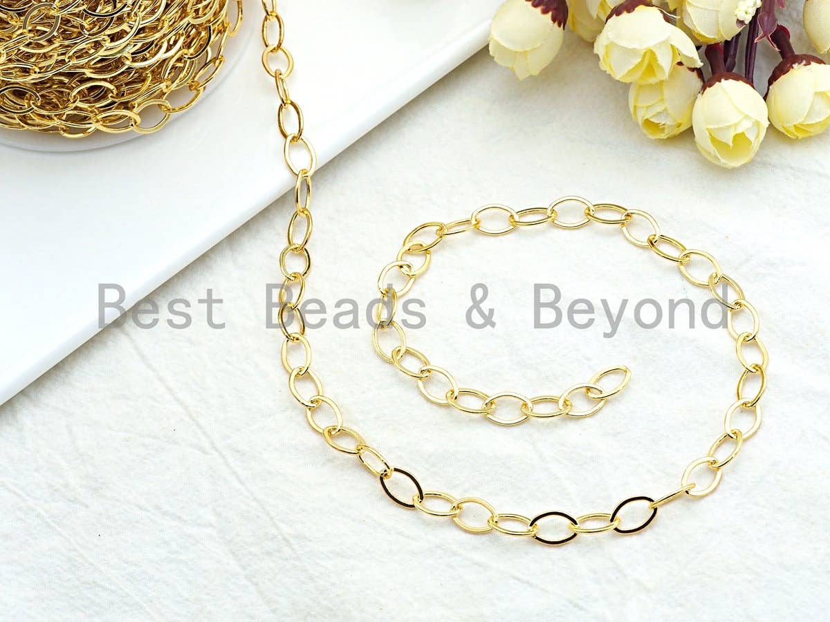 8x12mm Flat Oval Chain, Long Oval Chain, Gold/Silver/Gunmetal/Rose gold Finish, wholesale Chain for Jewelry Making, sku#E504
