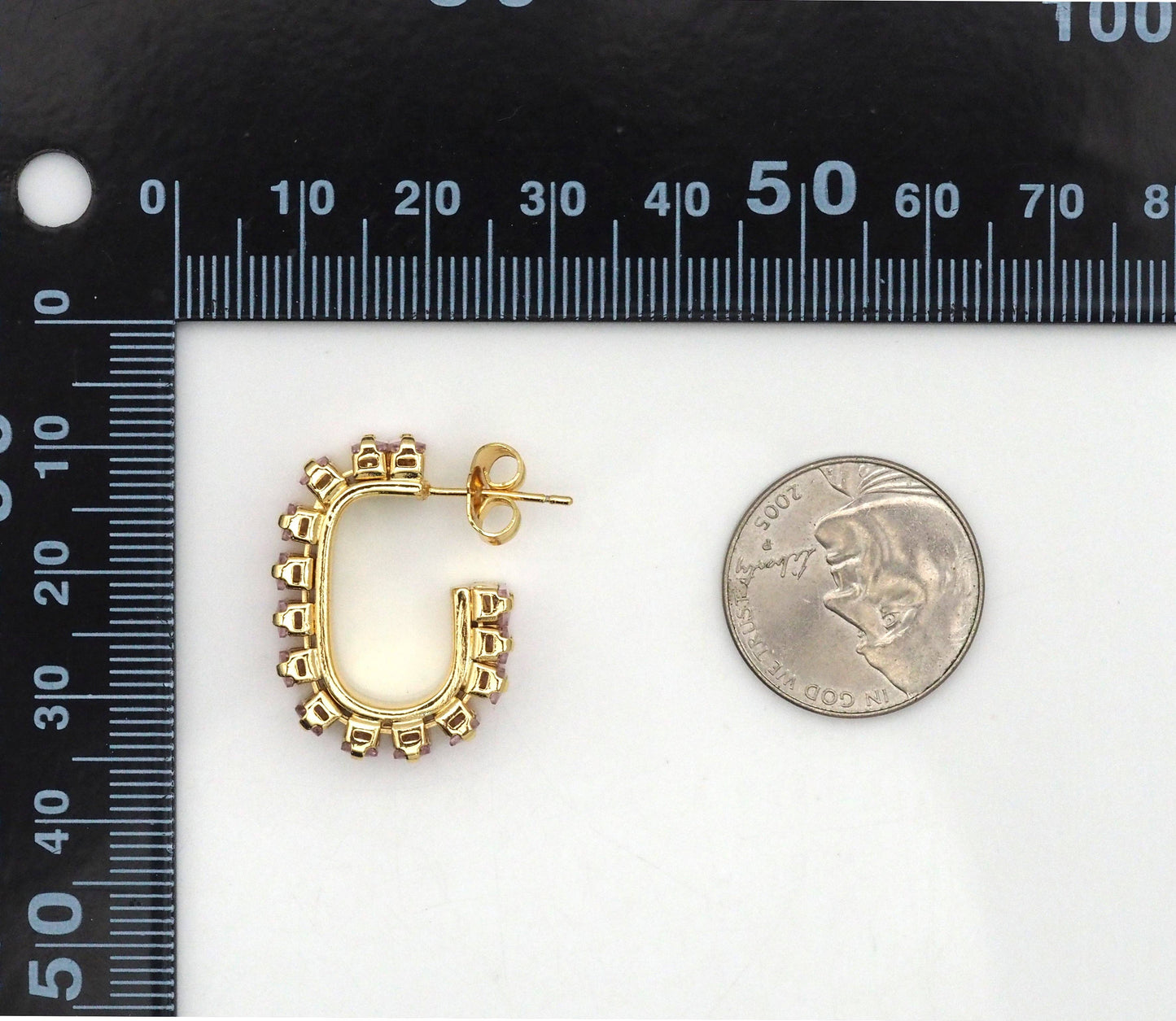 Gold Filled Baguette Colorful CZ Stud Earrings, Sku#LX192