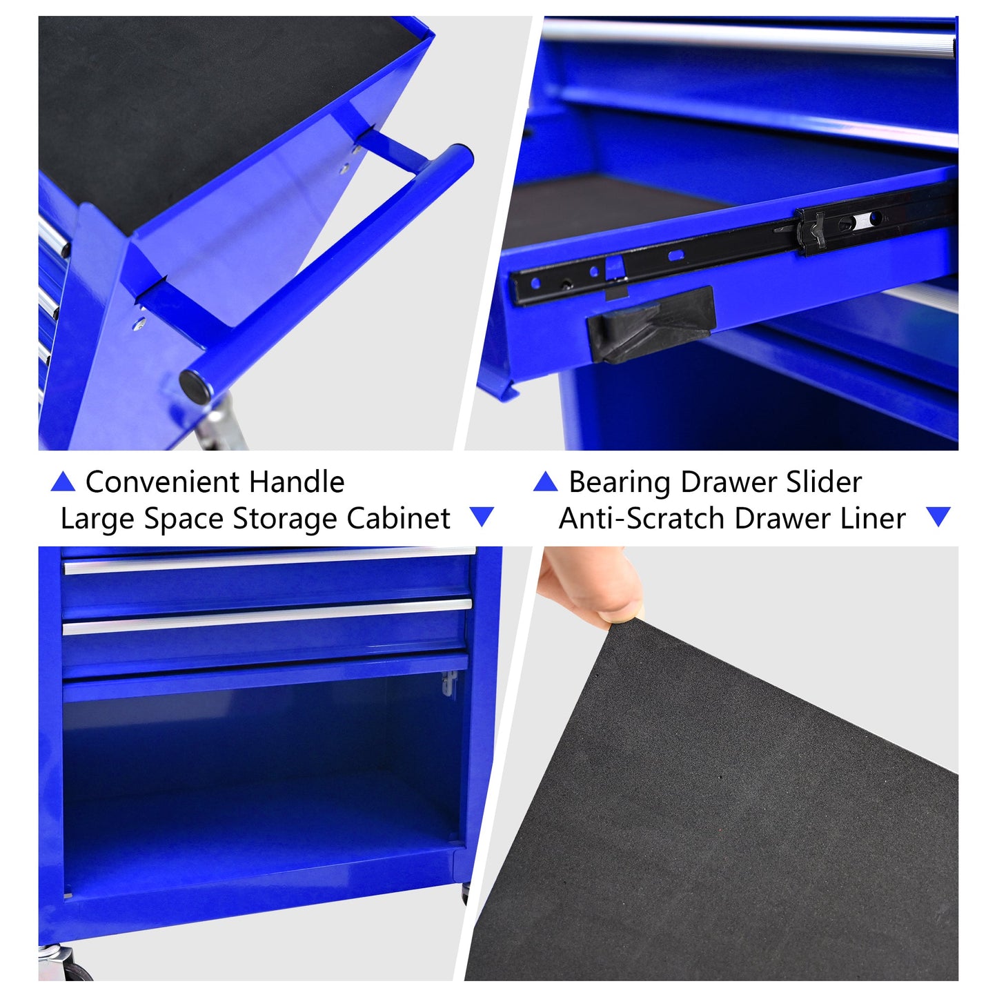 4 Drawers Multifunctional Tool Cart with Wheels - Blue