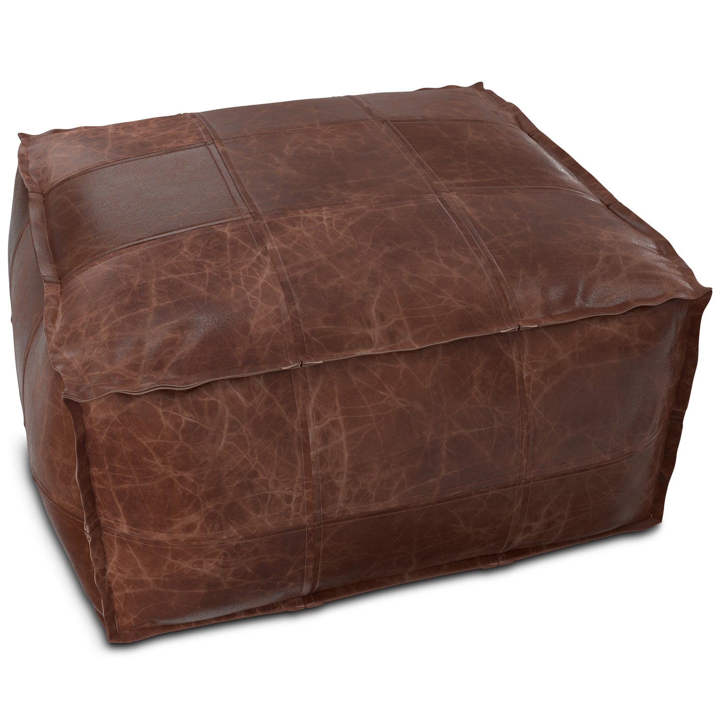 Sheffield 26 Inch Wide Square Coffee Table Pouf in Distressed
