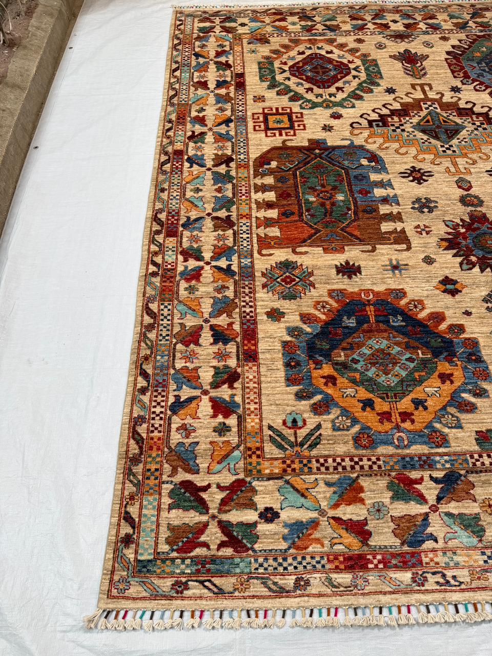 Hand-Knotted Vegetable Dye Heriz Rug from Pakistan, 8' 3" x 10'