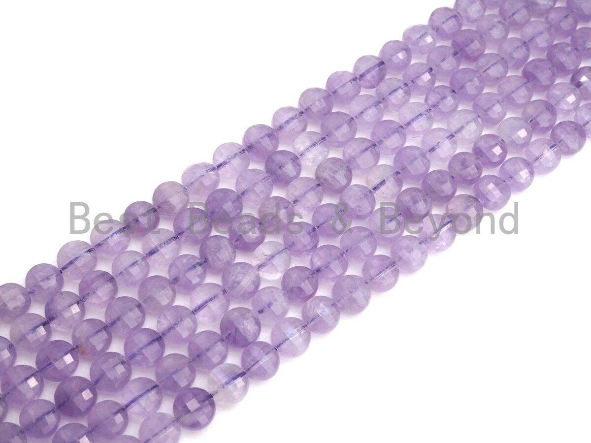 High Quality Natural Checkerboard Cut Lavender Jade Coin Shape beads, 8mm Turtle Shell Cut Lavender Jade Beads, 16" Full strand, sku#UA47