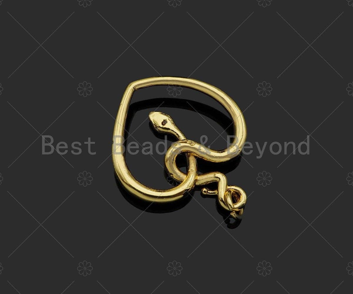 Snake Heart Shape Pendant/Charm,Cubic Zirconia Pave Snake Eye, Snake Heart Necklace Bracelet Charm Pendant,25x30mm, Sku#L469