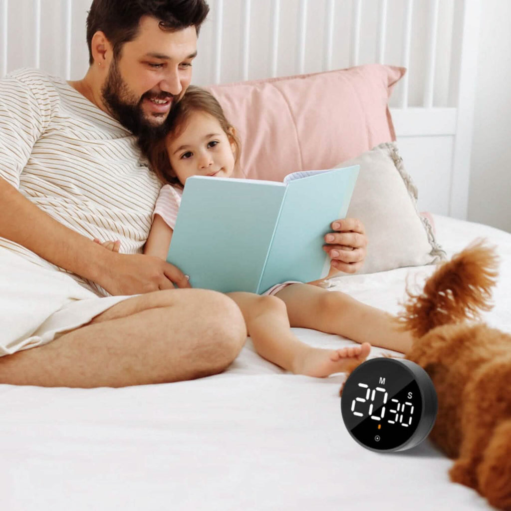Minuteur numérique électronique LED 2,79" avec compte à rebours, dimmable, modifiable, magnétique