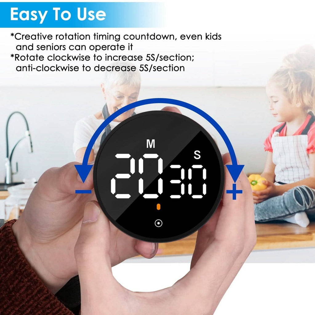 Minuteur numérique électronique LED 2,79" avec compte à rebours, dimmable, modifiable, magnétique