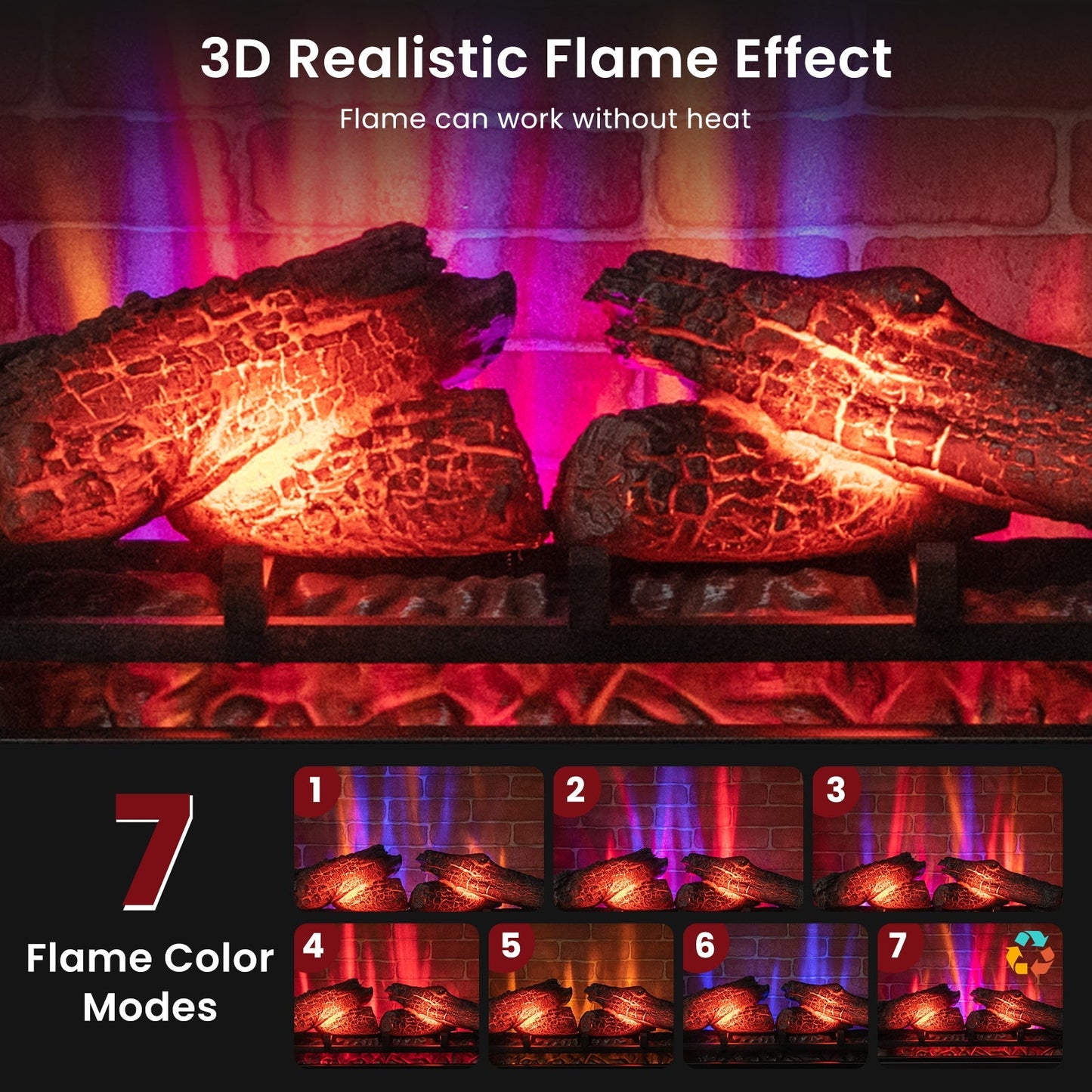 27 Inch Freestanding Fireplace with Remote Control