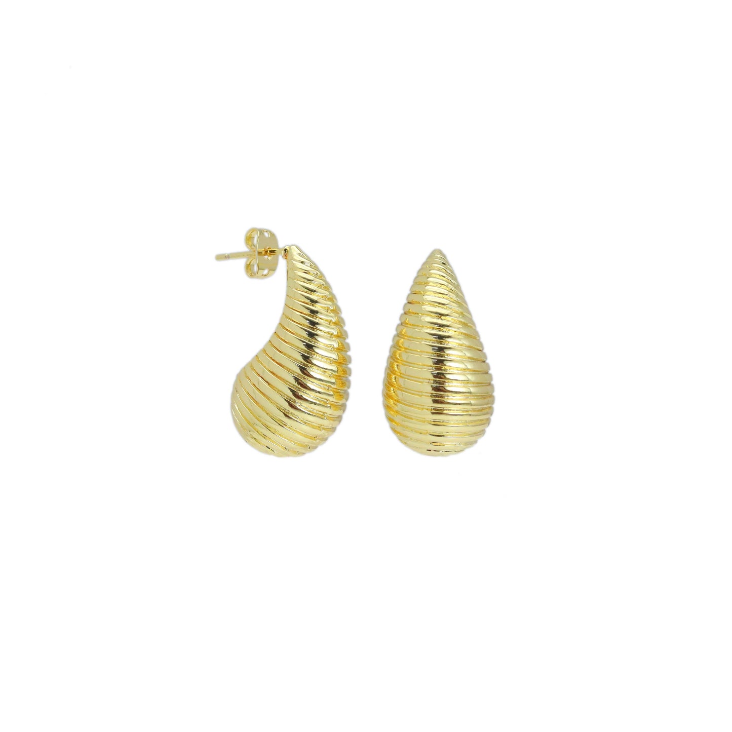 Gold Spiral Drop Shape Stud Earrings, Sku#LX622