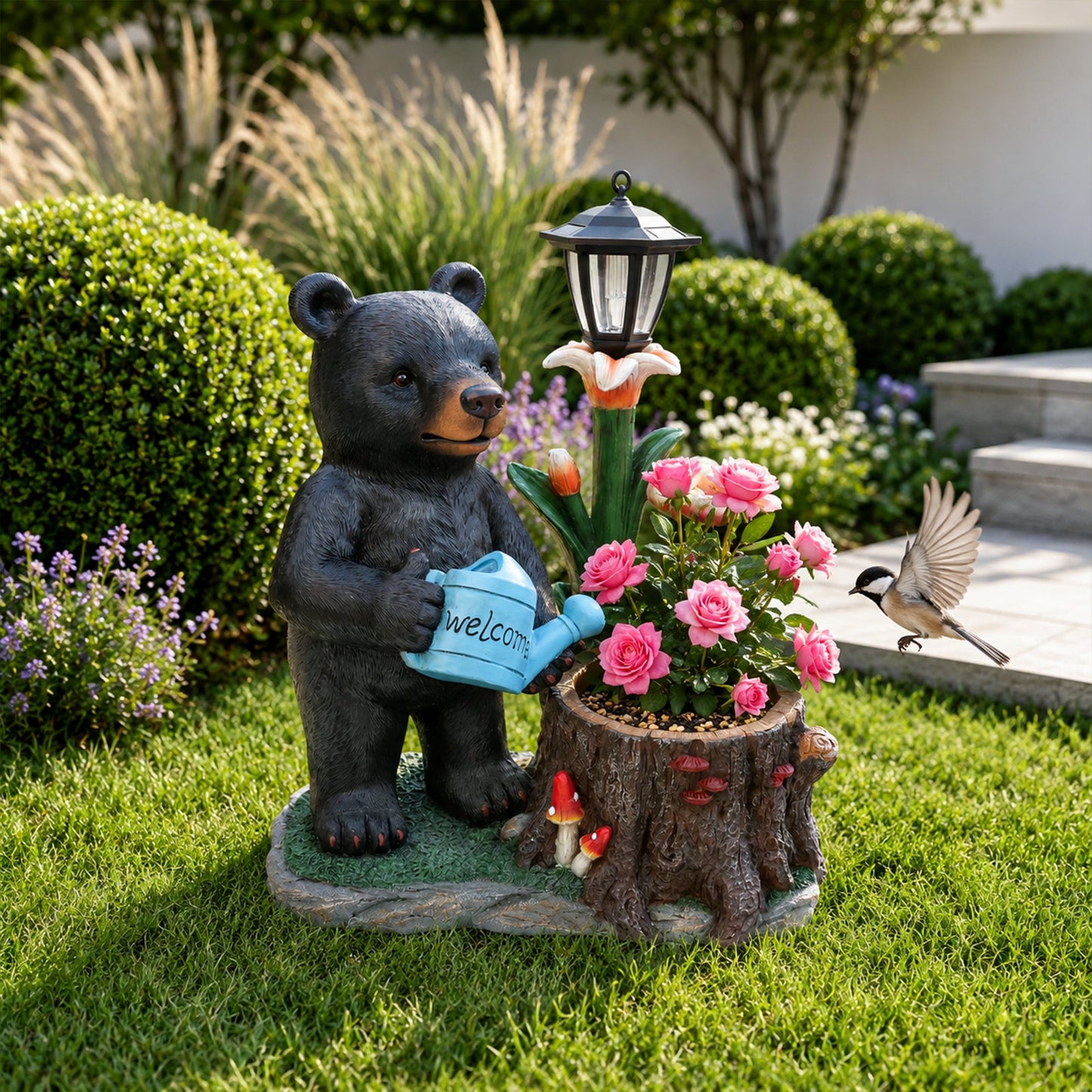 Standing Bear Figure with Planter