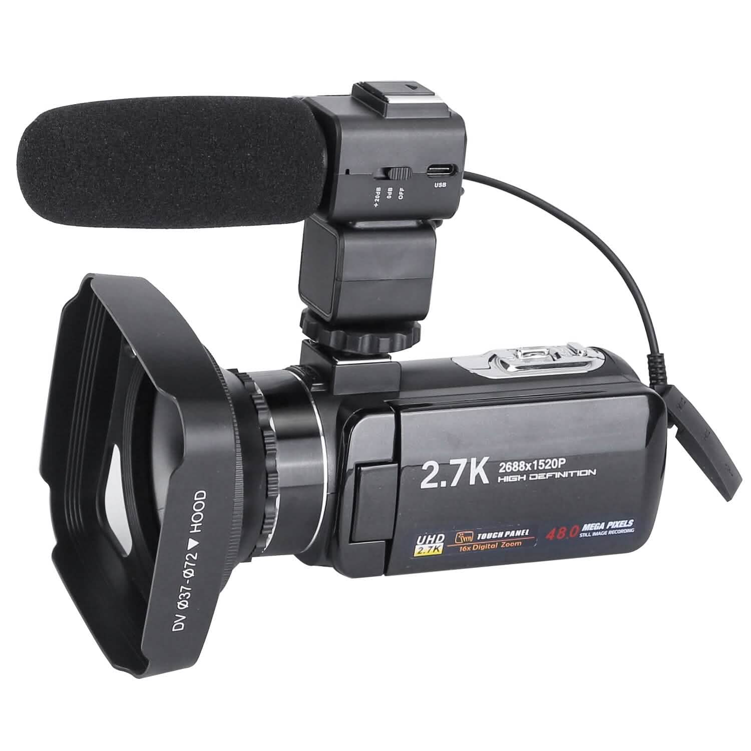 Caméscope 2,7K 42 MP avec zoom 18x et écran IPS rotatif à 270°