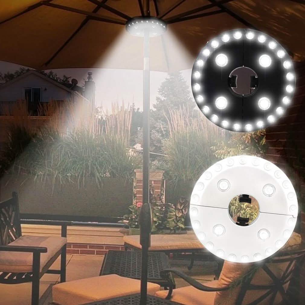 Parasol de terrasse avec 28 lumières LED et luminosité réglable