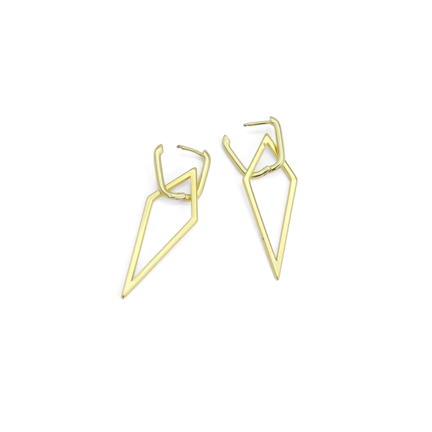 Gold Kite Frame Triangle Shape Stud Earrings, Sku#A268