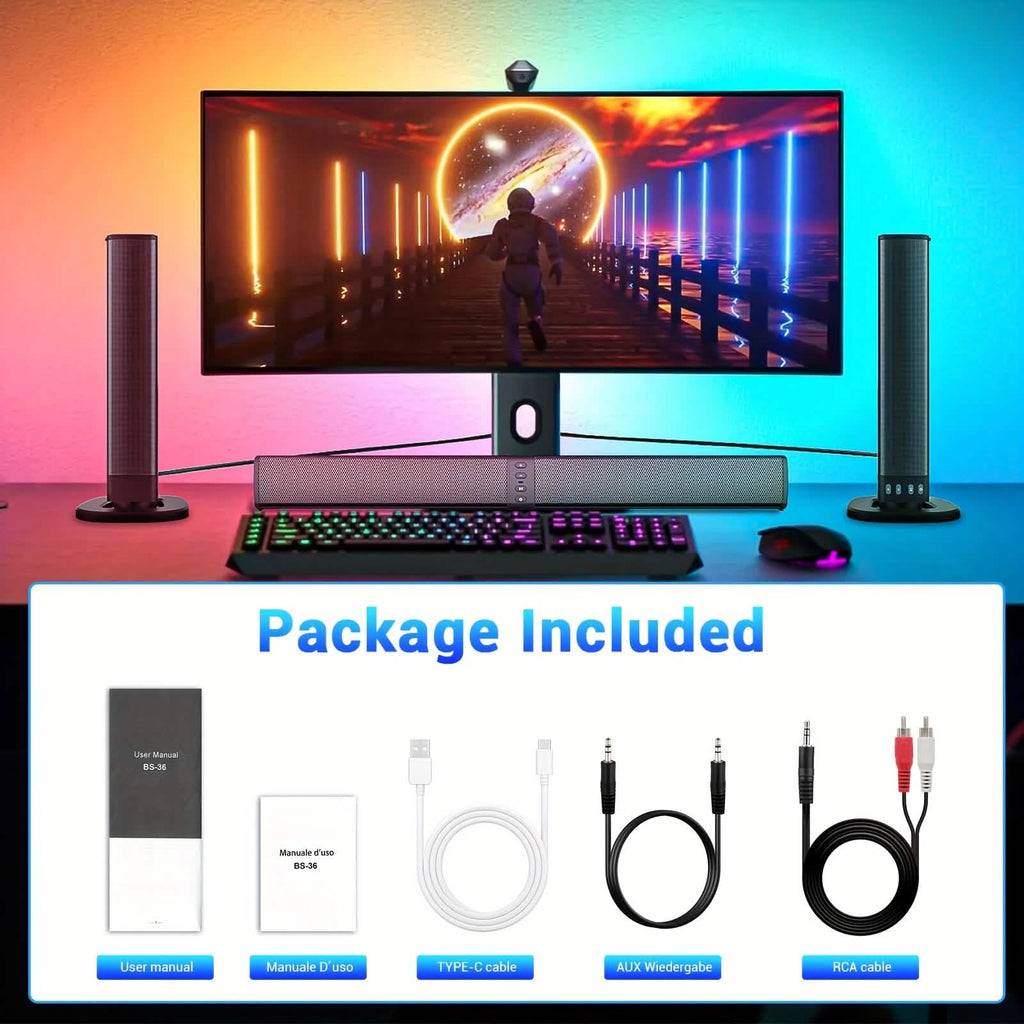 Barre de son sans fil pour TV – Haut-parleur Bluetooth détachable 2 en 1
