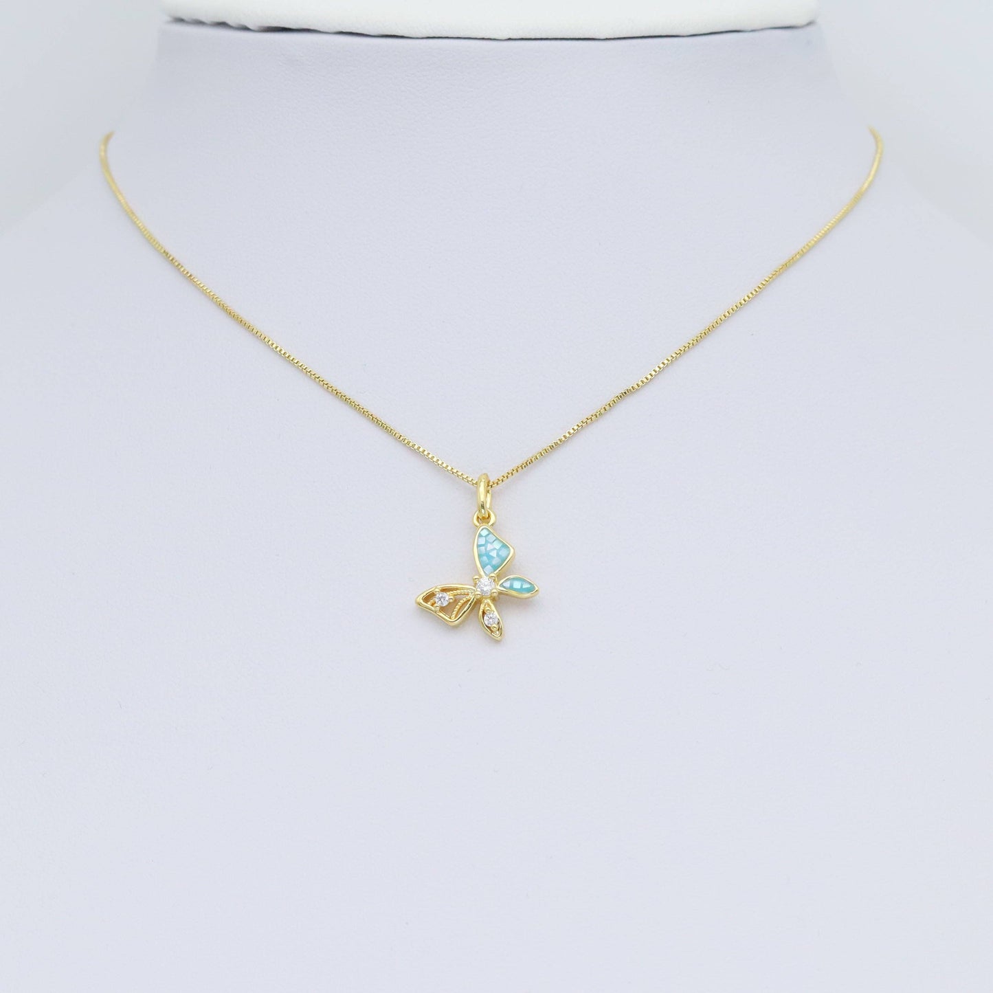 CZ Pave Mother of Pearl Inlay Butterfly Charm Pendant, Sku#WL8