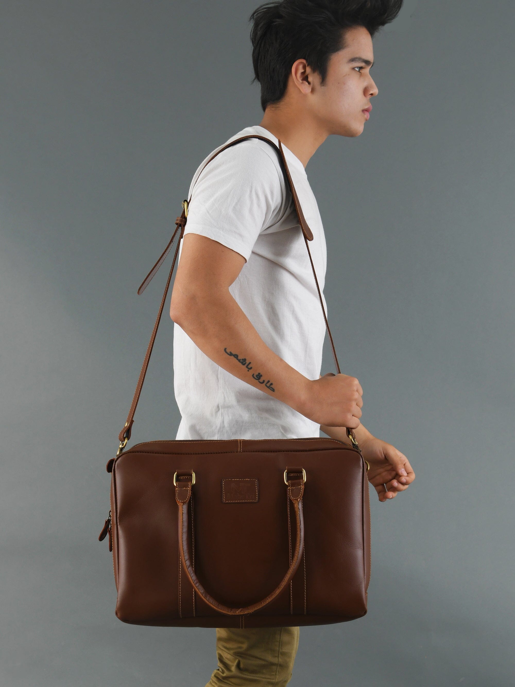 Serviette de bureau en cuir de buffle Dixon Brown pour ordinateur portable