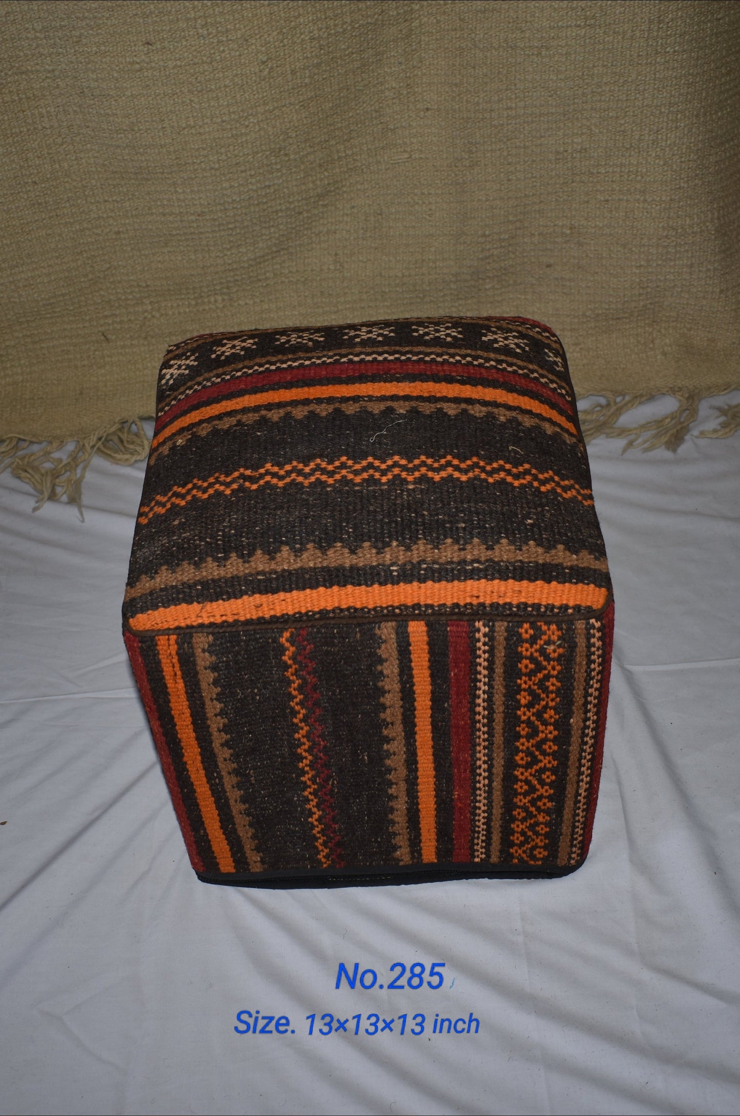 One of a Kind Kilim Rug Pouf Ottoman foot stool - #285