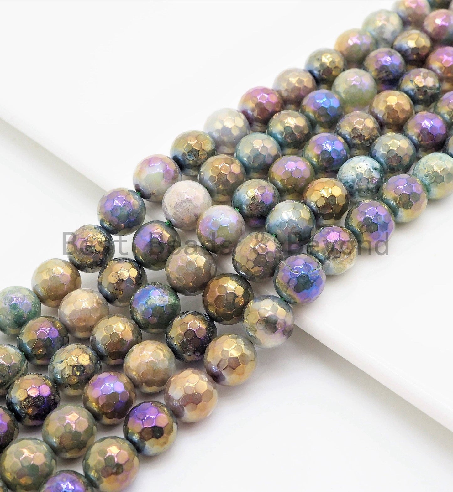 Mystic Plated Faceted Indian Agate Beads, SKU#U426