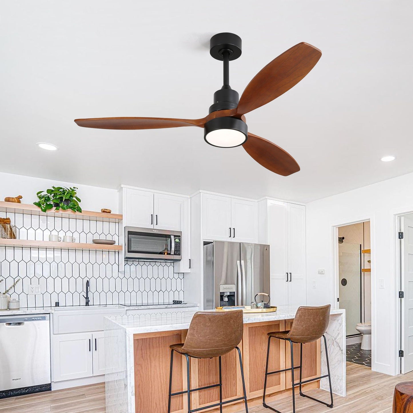 Ceiling Fan With Reversible DC Motor, LED Light & Remote Control