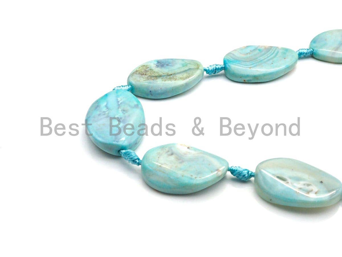 Natural Turquoise Blue Agate Oval Drop Shape Spacer Beads, Blue Agate Spacer Beads, 20x30mm/25x35/32x41mm, sku#U879
