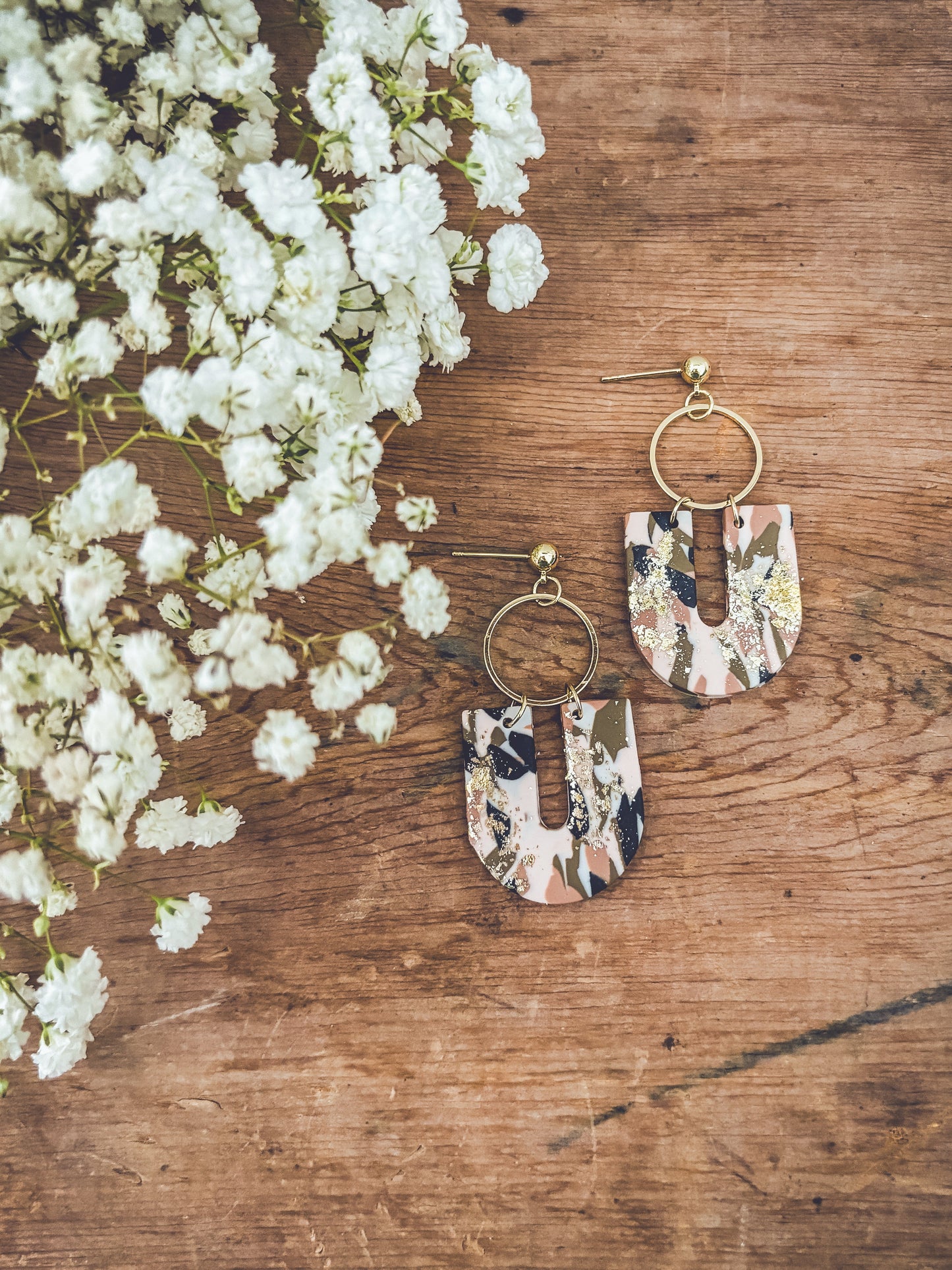 Beautiful Gold and Neutrals Geometric Earrings