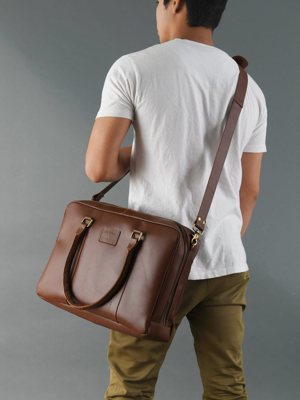 Serviette de bureau en cuir de buffle Dixon Brown pour ordinateur portable