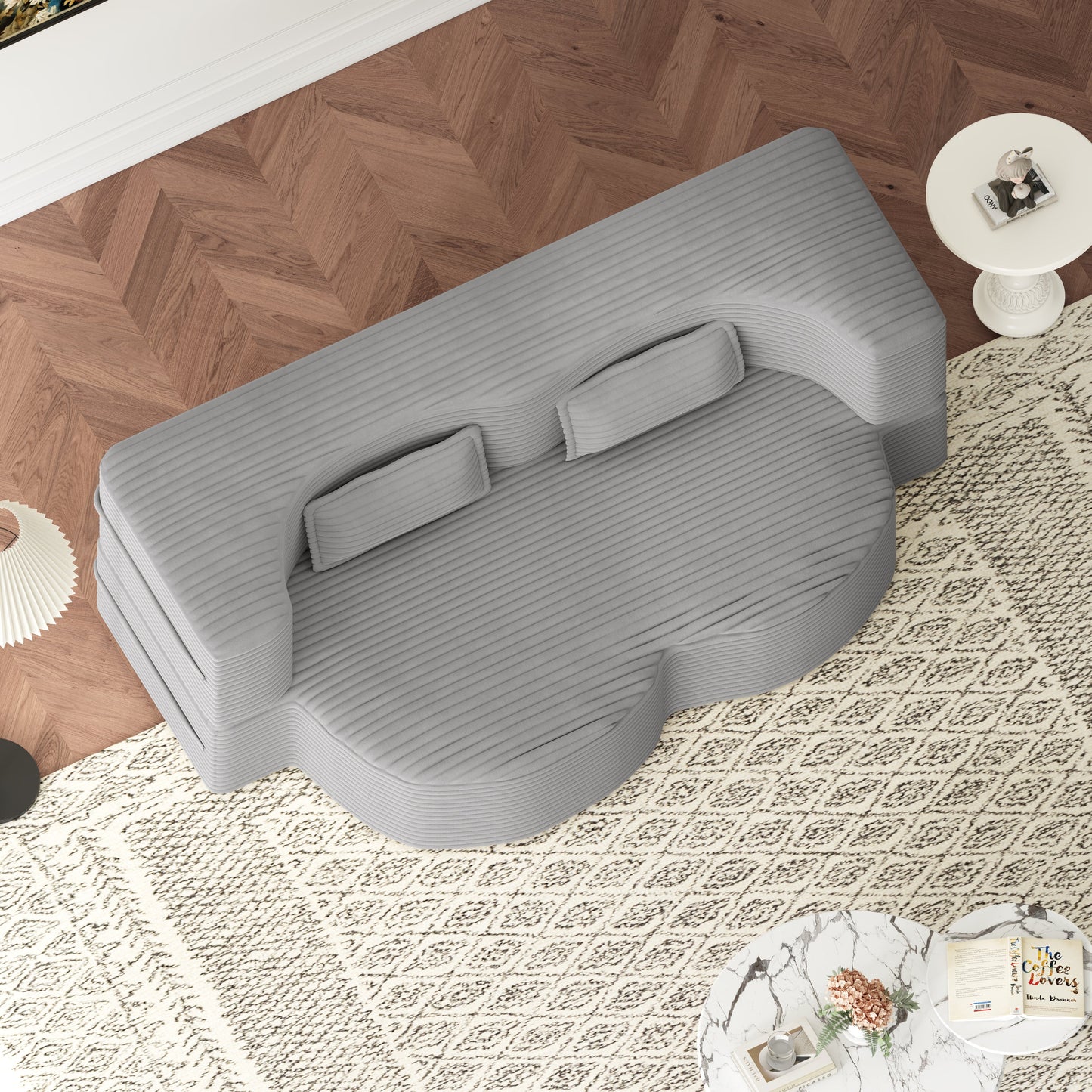 Modern Floor Sofa with 2 Pillows